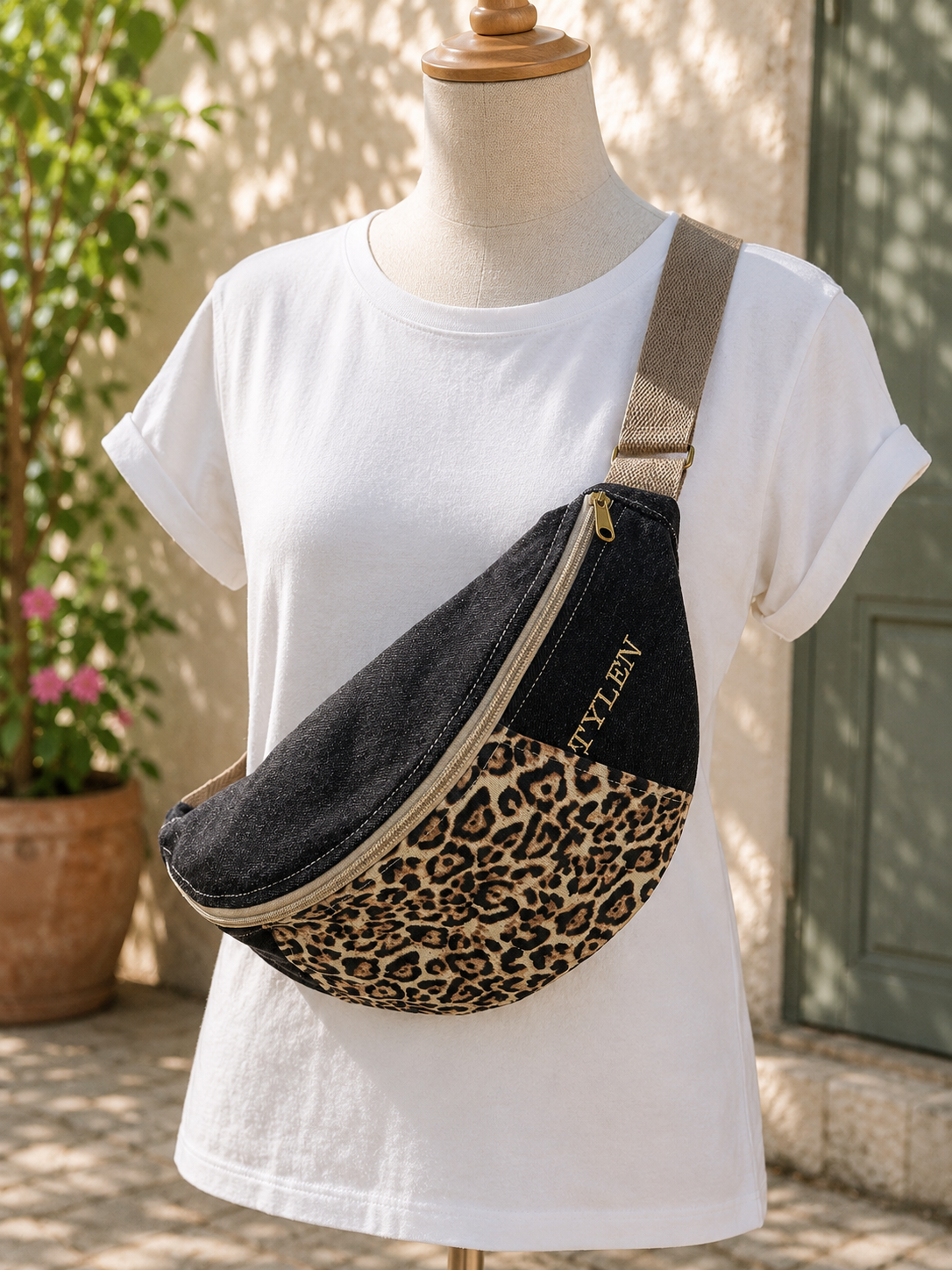 🐆 Banane L Léopard & Jean noir – Modèle unique