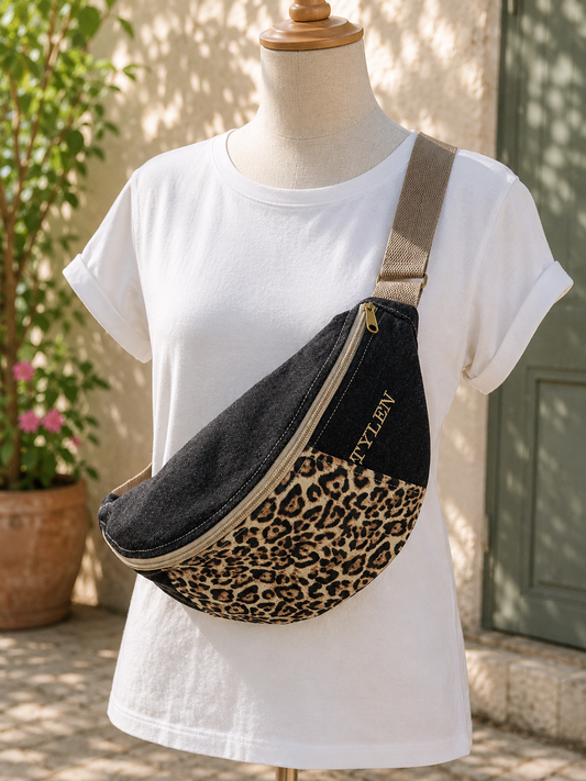🐆 Banane L Léopard & Jean noir – Modèle unique